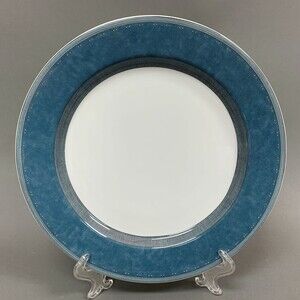 Dansk International Designs Gridworks 11" Dinner Plate Blue White Porcelain